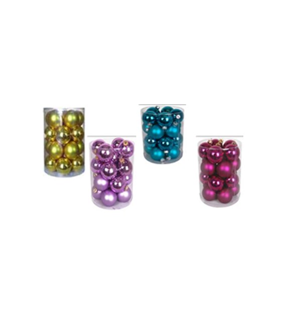 Bombki szklane, 60/20szt, czerwony, do powieszenia