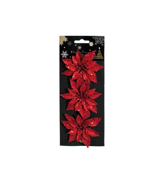 Gwiazdy betlejemskie, 8,5cm, 3 szt, czerwony na klipsie