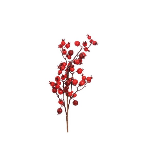 Gałązka dekoracyjna dzikiej róży, 46cm, czerwony