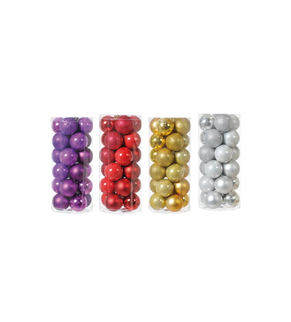 Bombki plastikowe gładkie, 6cm/24szt, czerwony, srebrny, złoty, fiolet