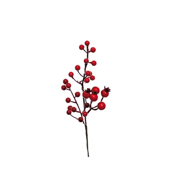 Gałązka dekoracyjna dzikiej róży, 14cm, czerwony