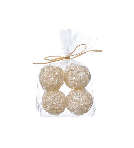 Kule ratanowe dekorowane brokatem 7x7x7\4szt