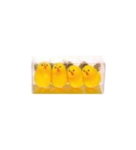 Kurczaki 5cm x 4szt.; kolor żółty
