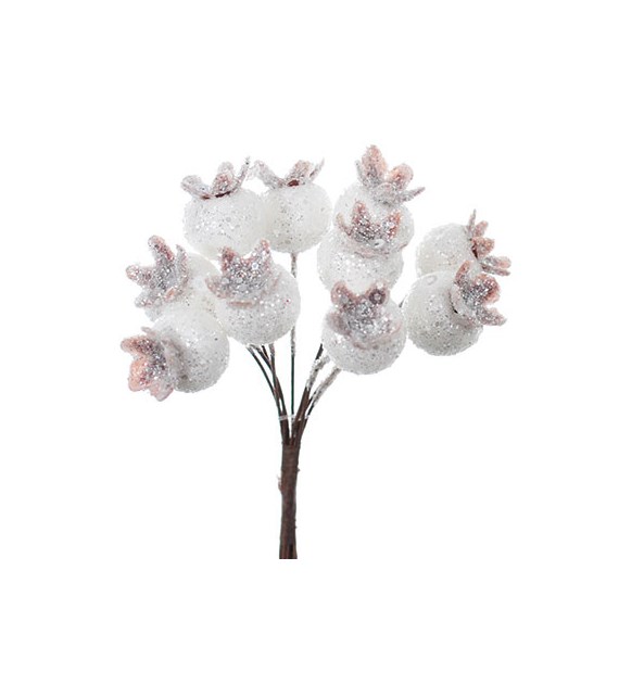 Dzika róża w wiązce 10szt główek, biały, 12cm