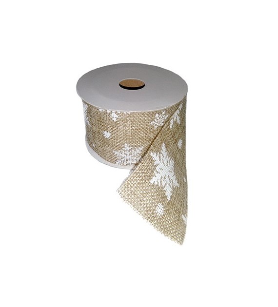 Wstążka kokardowa z juty 6,3cm x 270cm, naturalny, biały