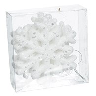 Śnieżynki dekorowane brokatem, 10cm, 3szt