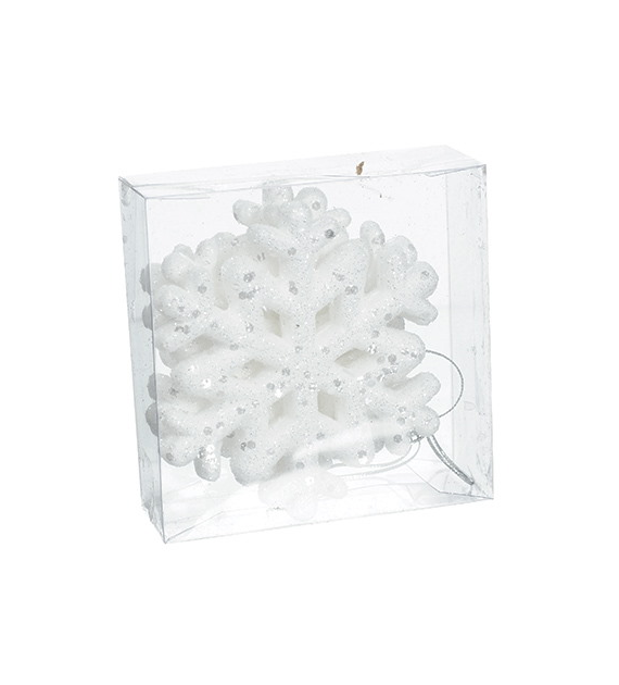 Śnieżynki dekorowane brokatem, 10cm, 3szt