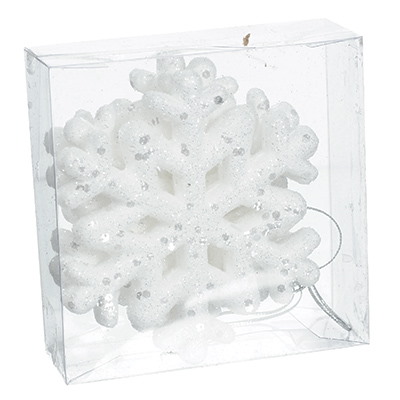 Śnieżynki dekorowane brokatem, 10cm, 3szt