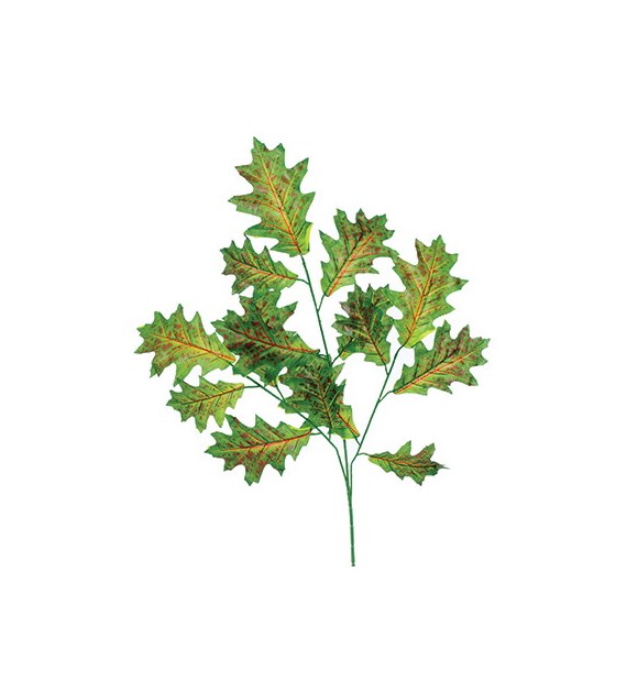 Gałązka jesiennych liści dębu, 2szt, 50cm, ziel-żółty