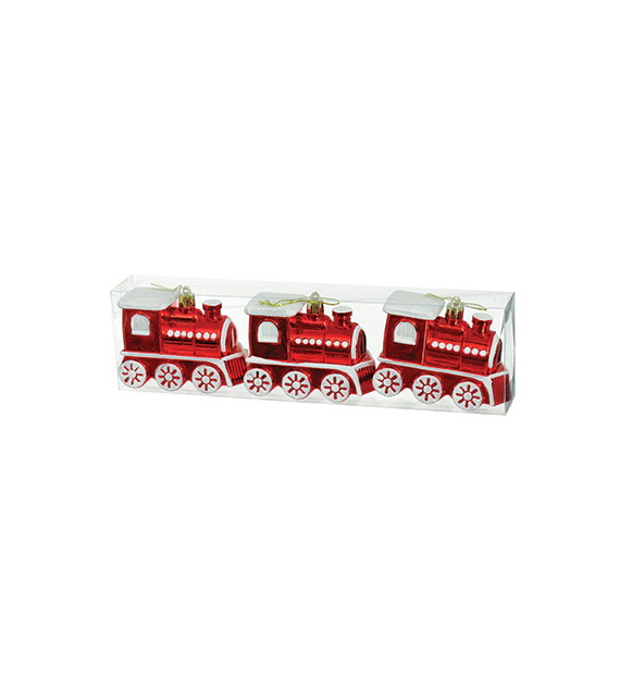 Bombki plastikowe ciuchcia 7cm/3szt, czerwony