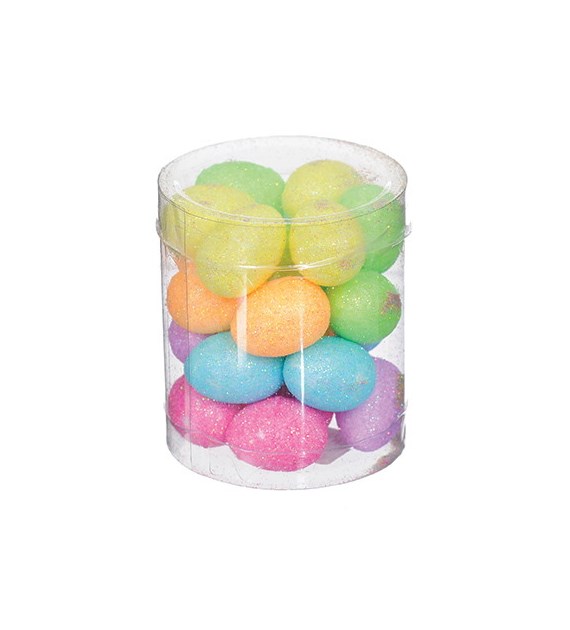 Jajka brokatowe styropianowe w tubie okrągłej 2,5cm/24 szt.