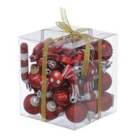 Bombki cekinowe, 3 cm/40szt, czerwony