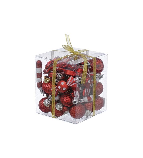 Bombki cekinowe, 3 cm/40szt, czerwony
