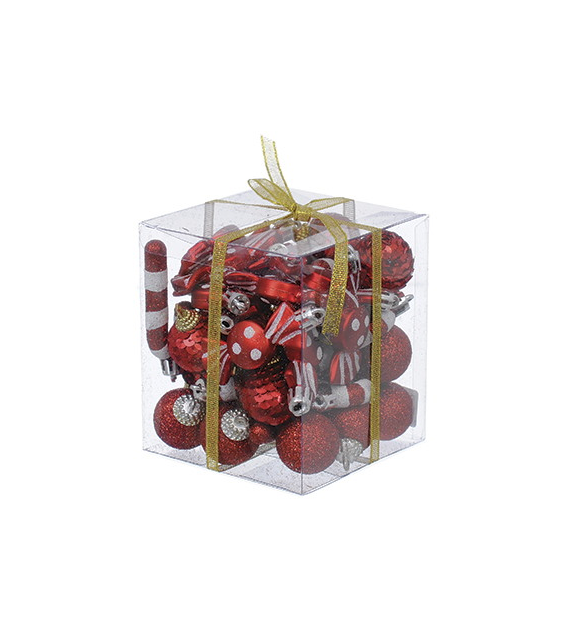 Bombki cekinowe, 3 cm/40szt, czerwony