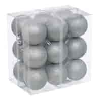 Bombki plastikowe brokat 6cm/18szt, srebrny