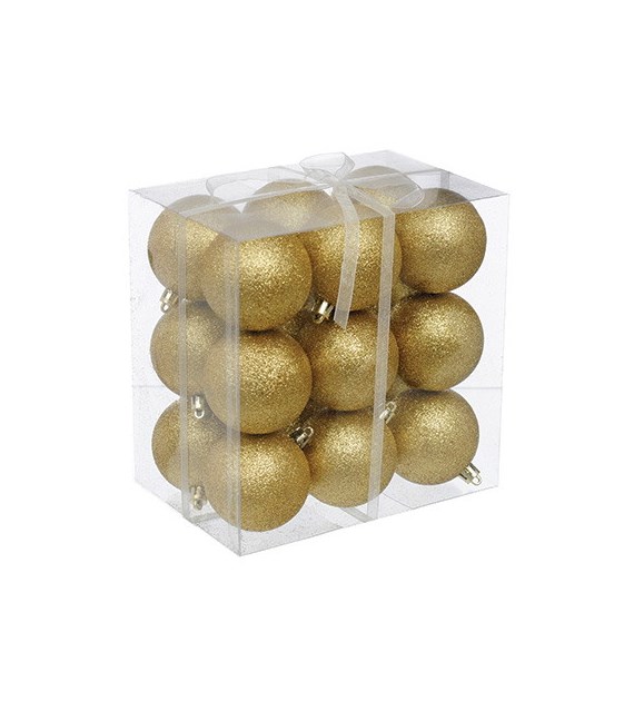 Bombki plastikowe brokat 6cm/18szt, złoty