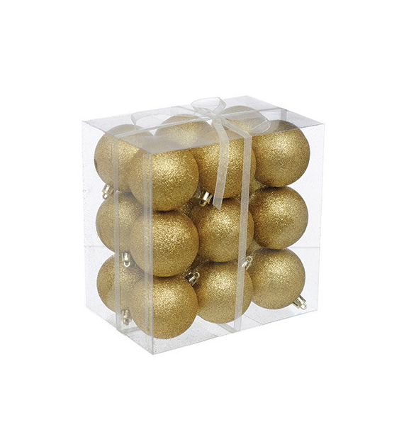 Bombki plastikowe brokat 6cm/18szt, złoty