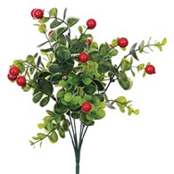 Bukiet z czerwonymi kulkami, 34cm, zielono-czerwony