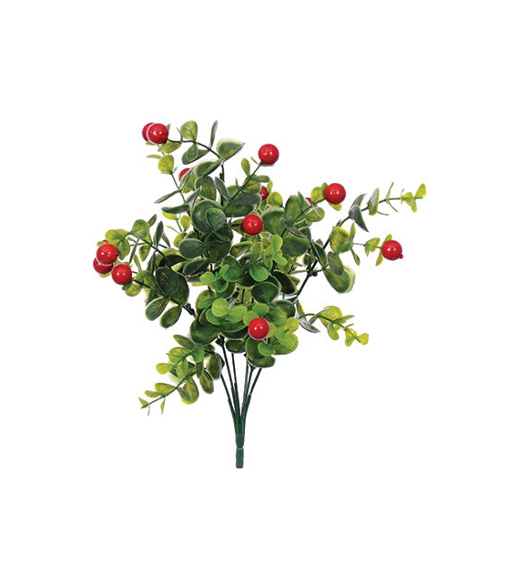 Bukiet z czerwonymi kulkami, 34cm, zielono-czerwony