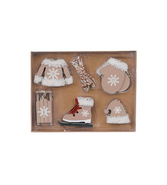 Zestaw dekoracji drewnianych 6szt