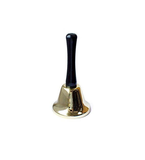 Dzwonek Świętego Mikołaja z metalu, 18cm, czarny, złoty