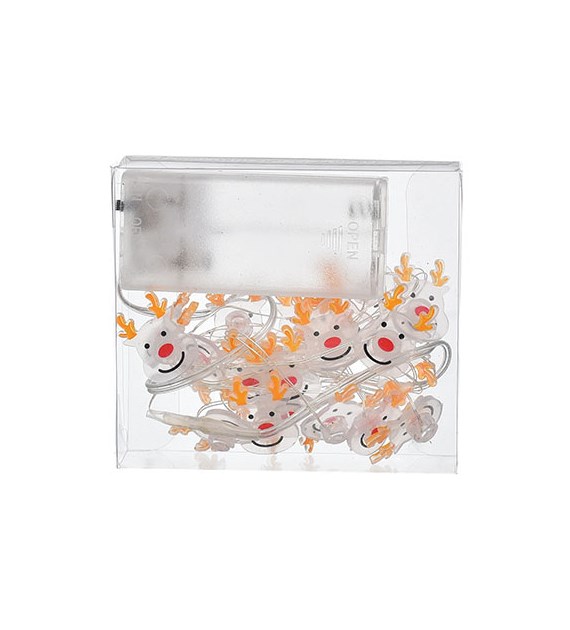 Girlanda 10 miniLED, renifery, ciepły biały, baterie 3xAA, wewnętrzna