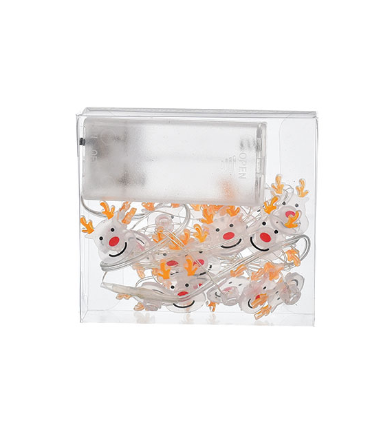 Girlanda 10 miniLED, renifery, ciepły biały, baterie 3xAA, wewnętrzna