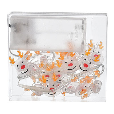 Girlanda 10 miniLED, renifery, ciepły biały, baterie 3xAA, wewnętrzna