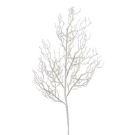 Gałązka brokatowa z kółeczkami, 76 cm, biały, srebrny