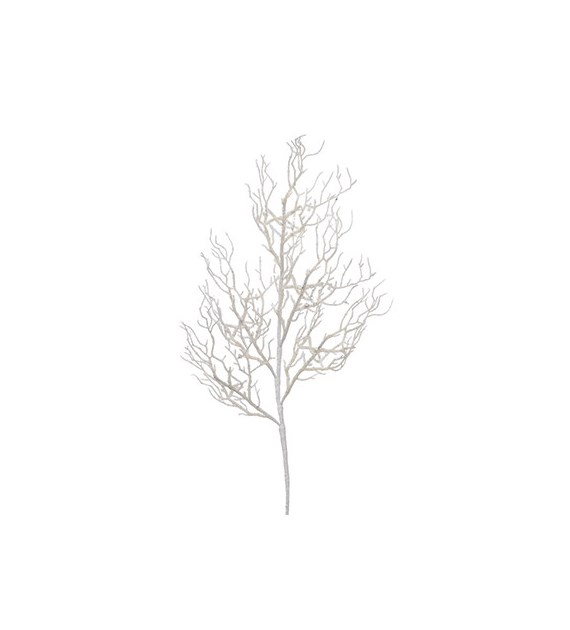 Gałązka brokatowa z kółeczkami, 76 cm, biały, srebrny