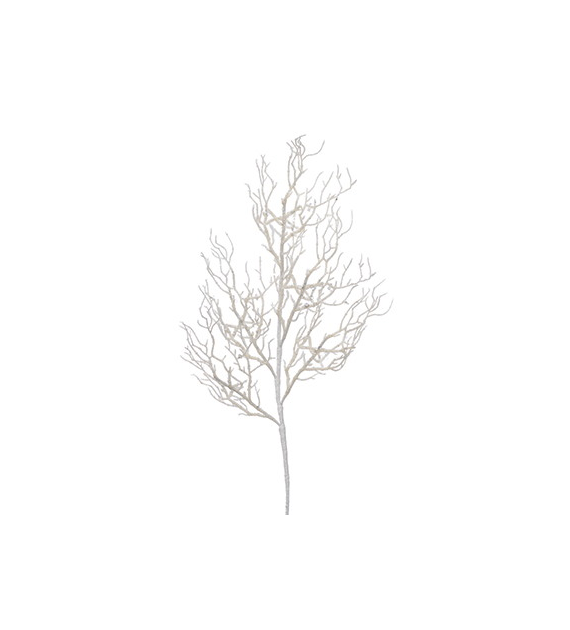 Gałązka brokatowa z kółeczkami, 76 cm, biały, srebrny