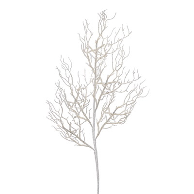 Gałązka brokatowa z kółeczkami, 76 cm, biały, srebrny