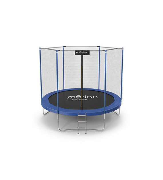 Trampolina 8ft z drabinką siatka zewnętrzna kolor NIEBIESKI