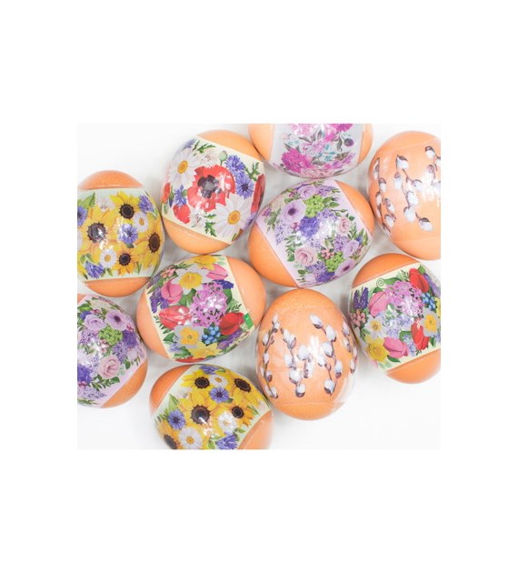 Owijki termokurczliwe 12 koszulek na jajka z dekoracjami kwiaty