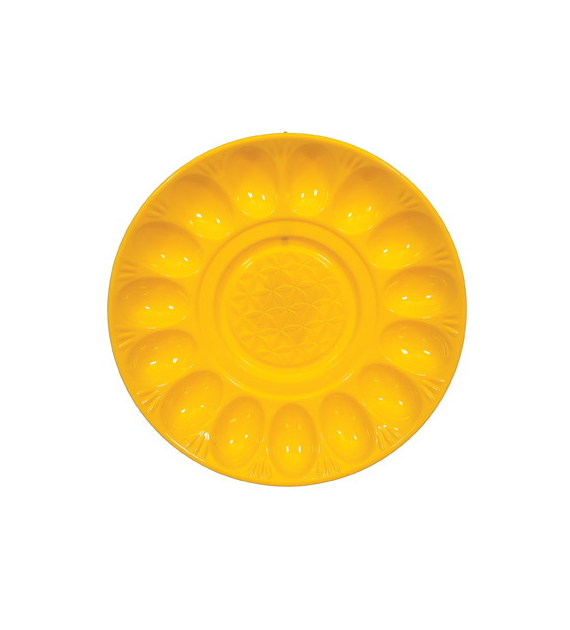Talerz plastikowy na jajka 30 cm; żółty