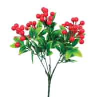 Bukiet z czerwonymi kulkami, 29cm, zielono-czerwony