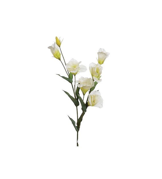 Gałązka 6 kwiatków eustomy, 79cm, biały