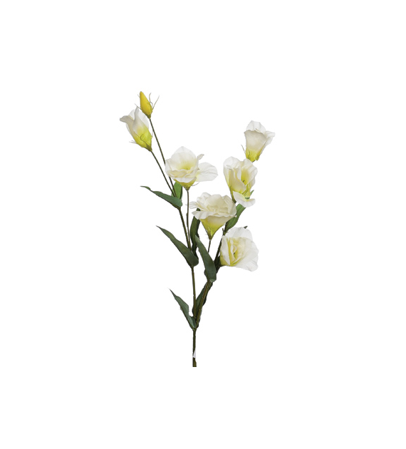 Gałązka 6 kwiatków eustomy, 79cm, biały