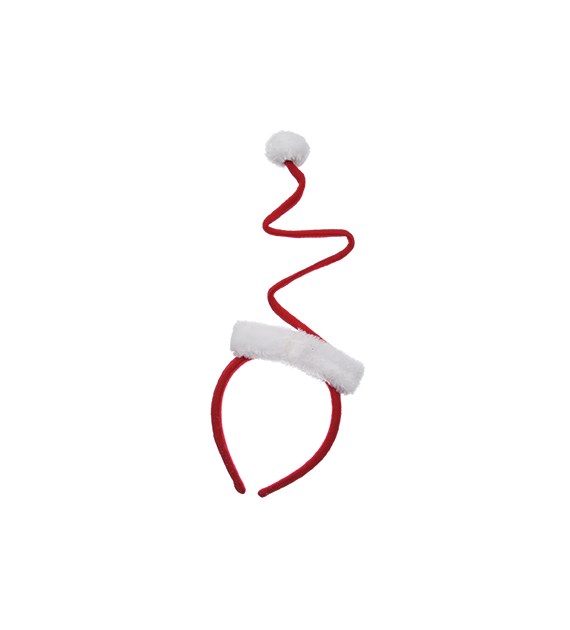 Opaska z drucianą kręconą czapką mikołaja