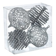 Bombki ażurowe, 10cm/4szt, srebrny