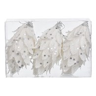 Dekoracje z materiału, szyszki, 6cm, 3szt, biały, do powieszenia
