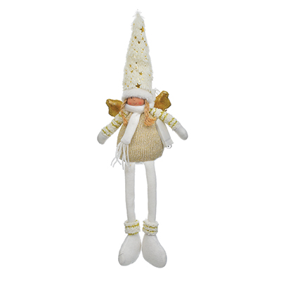 Aniołek Z Wiszącymi Nogami, Z Materiału, 40 cm, Biały, Złoty