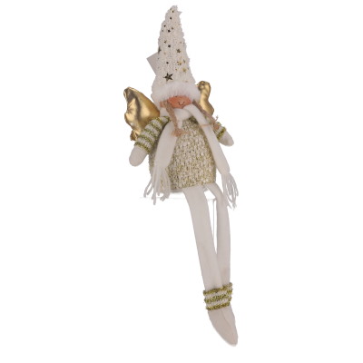 Aniołek Z Wiszącymi Nogami, Z Materiału, 40 cm, Biały, Złoty