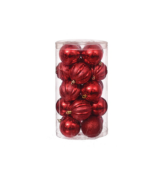 Bombki plastikowe 6cm/20szt, czerwony