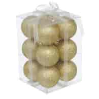 Bombki plastikowe brokat 4cm/12szt, złoty
