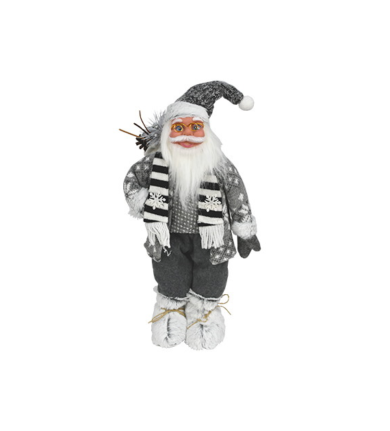 Mikołaj z materiału z workiem 50 cm, szary, do postawienia