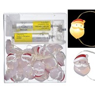 Girlanda 10 miniLED Mikołaje, ciepły biały, 3xAA (w zestawie), wew.