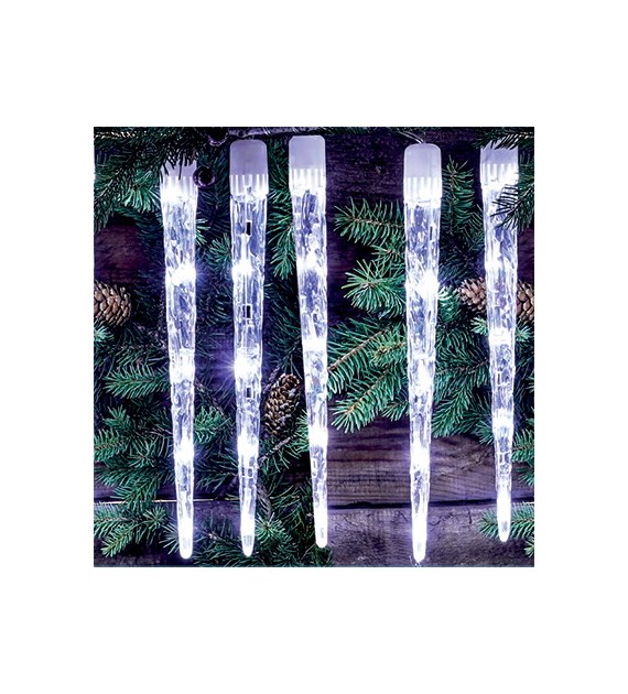 Kurtyna 20 sopli 30cm 100LED, timer, zimny biały, sieciowa, zew.