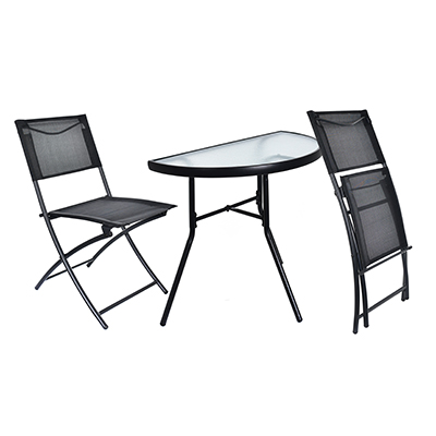 Zestaw Mebli Ogrodowych CAPRI, Stal/Textilene, 2 Krzesła 46x58x80cm + Stół 70x40x65cm - Czarny