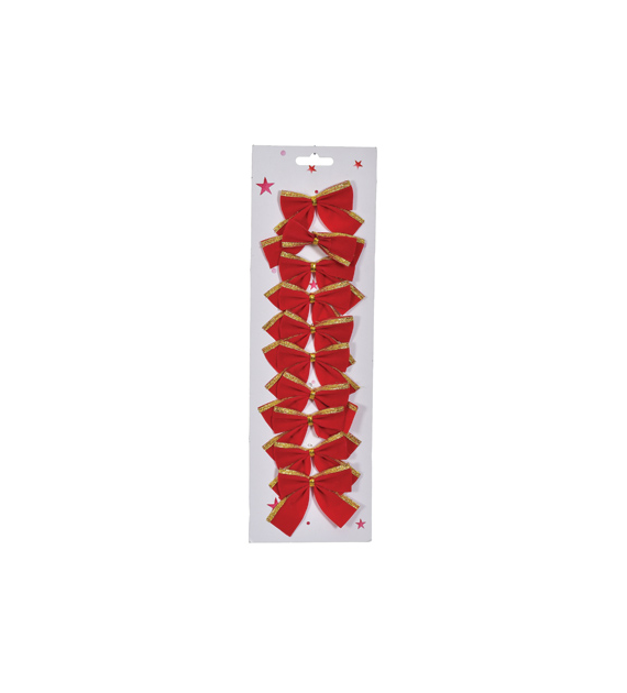 Kokardki welurowe , 6cm, 10 szt, czerwony
